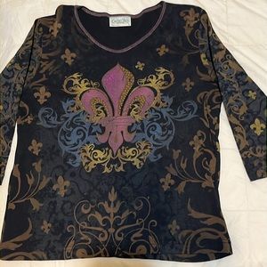 Beautiful top by Cactus Bay 3/4 sleeve with beaded accents, sizes L.